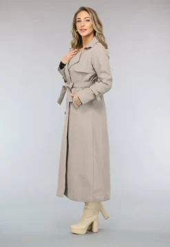 Taupe Trenchcoat met Tailleband