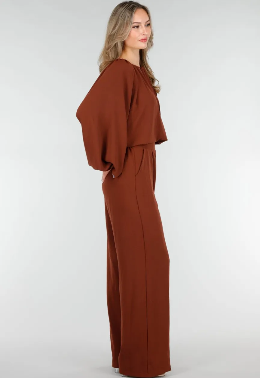 Terracotta Linnenlook Broek met Hoge Taille