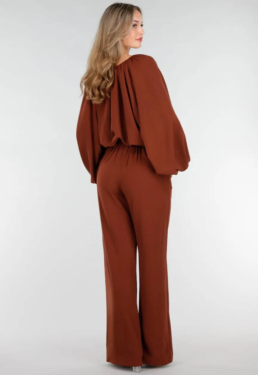 Terracotta Linnenlook Broek met Hoge Taille
