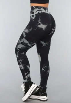 Tie Dye Gym Legging in Zwart met Push Up