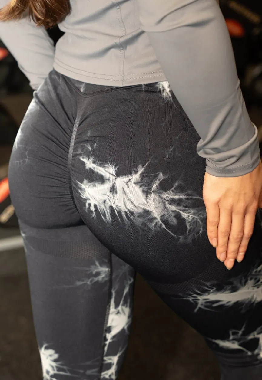 Tie Dye Gym Legging in Zwart met Push Up