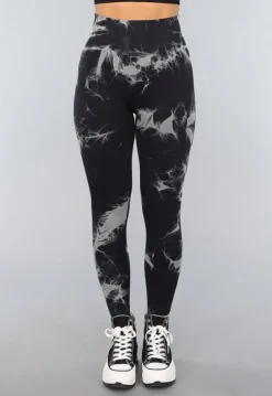 Tie Dye Gym Legging in Zwart met Push Up