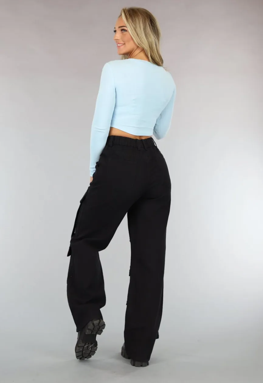 Top met Korset Design Lichtblauw
