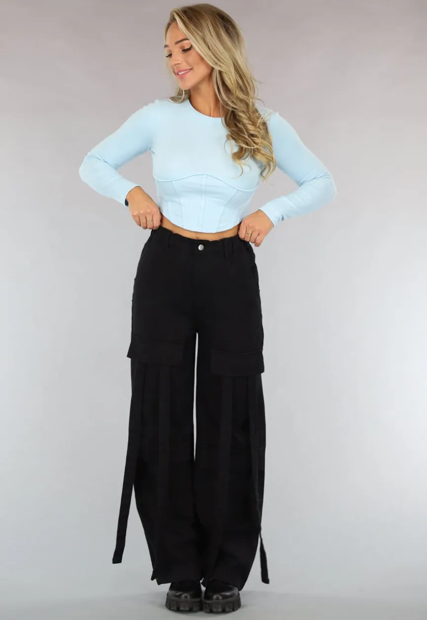 Top met Korset Design Lichtblauw
