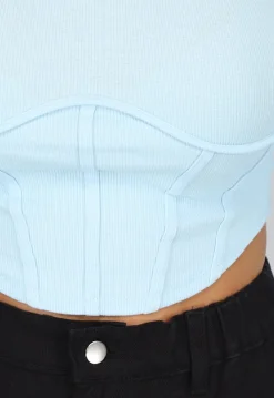 Top met Korset Design Lichtblauw