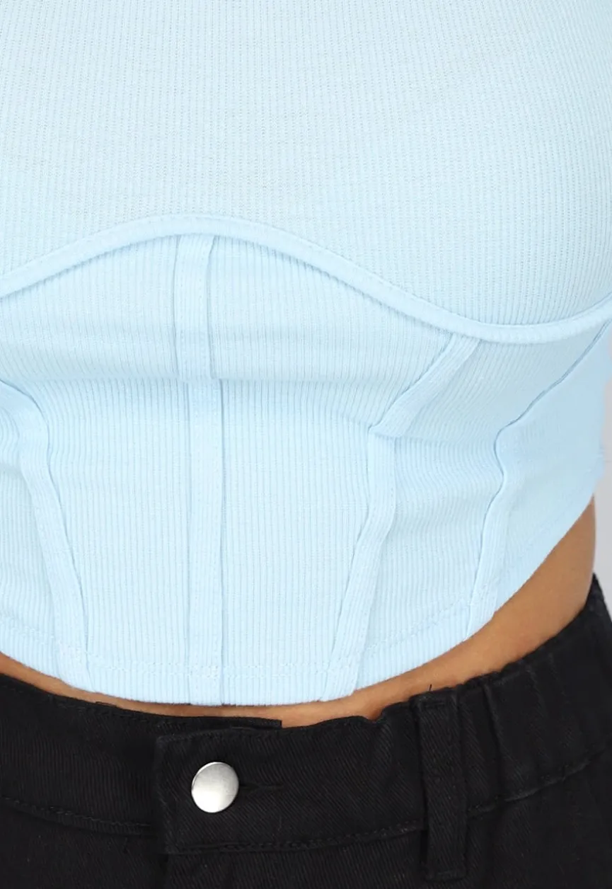 Top met Korset Design Lichtblauw