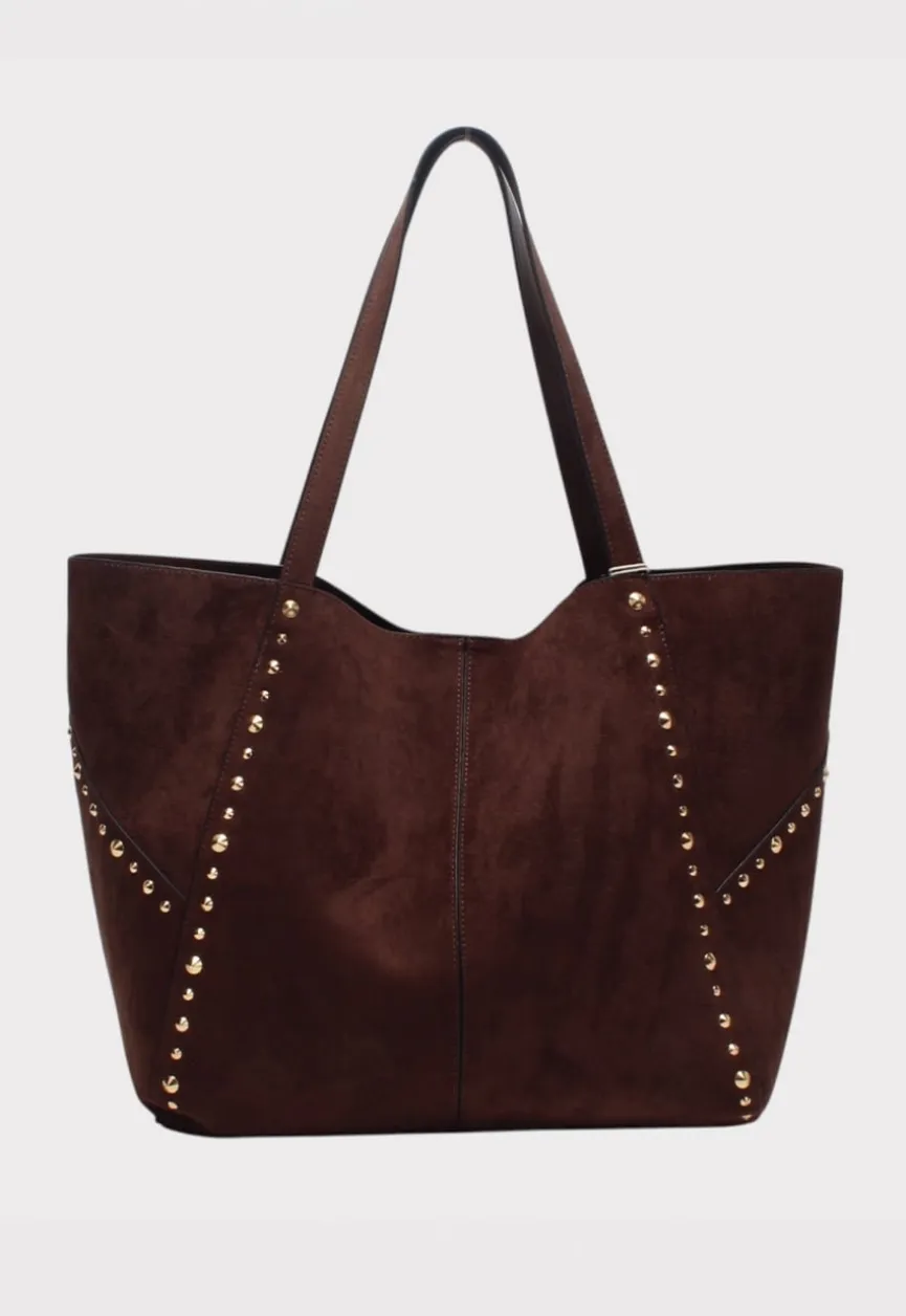 Tote Tas met Studs en Bijpassende Binnenpouch