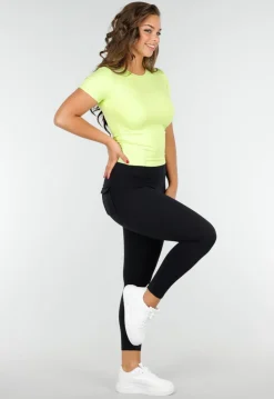 Trendy Groene Korte Mouwen Sporttop Voor Dames