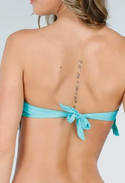 Turquoise Bandeau Bikini Top met Franjes