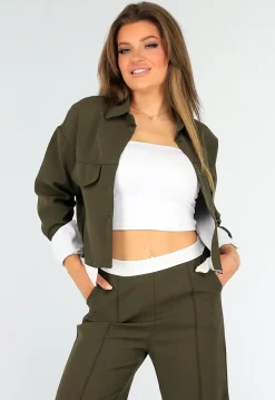 Two Piece Donkergroene Set met Blouse Detail