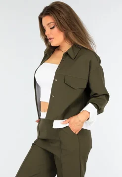 Two Piece Donkergroene Set met Blouse Detail