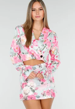 Two Piece Set met Roze Bloemenprint