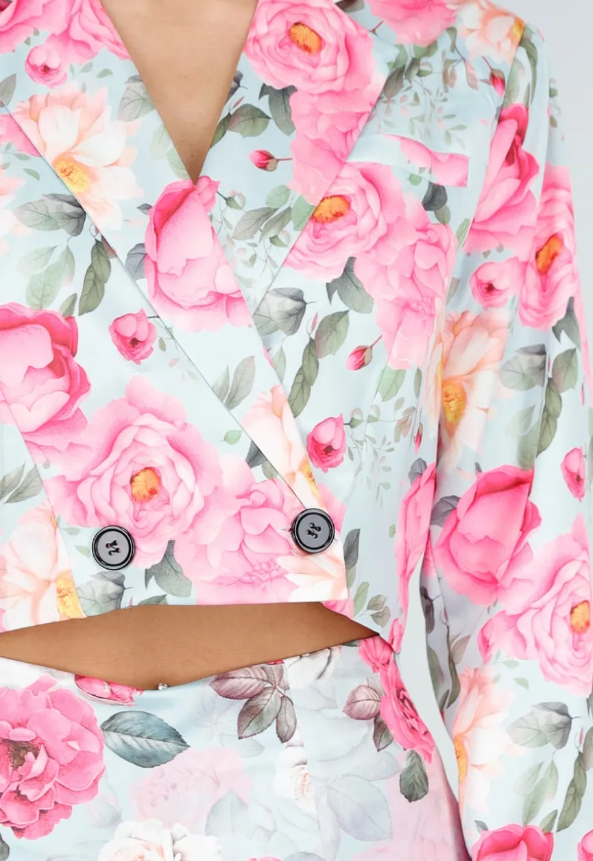 Two Piece Set met Roze Bloemenprint