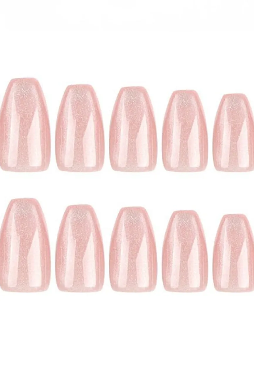 Vierkante Lichtroze Ombre Glanzende Kunstnagels met Glitters Holografisch
