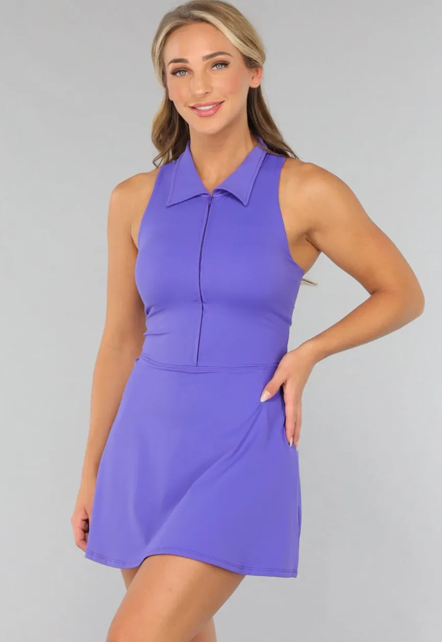 Violetblauwe Tennisdress met Kraagje
