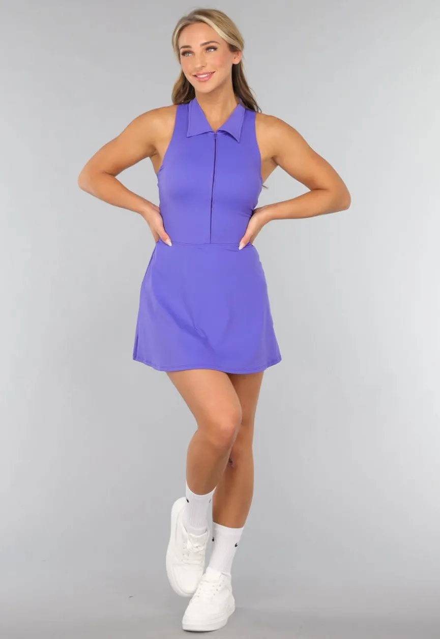 Violetblauwe Tennisdress met Kraagje