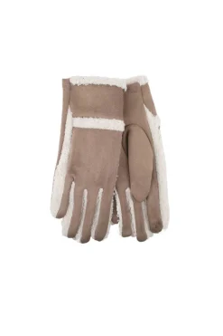 Warme Suède Handschoenen met Zachte Teddy Voering en Contrasterende Afwerking
