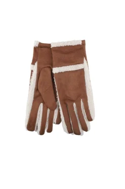 Warme Suède Handschoenen met Zachte Teddy Voering en Contrasterende Afwerking