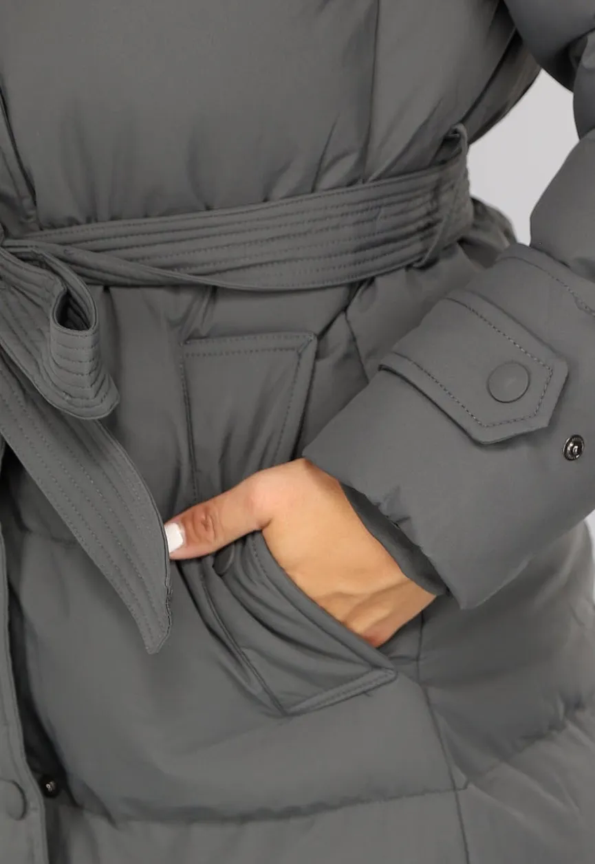 Waterdicht Antraciet Winterjack met Tailleband