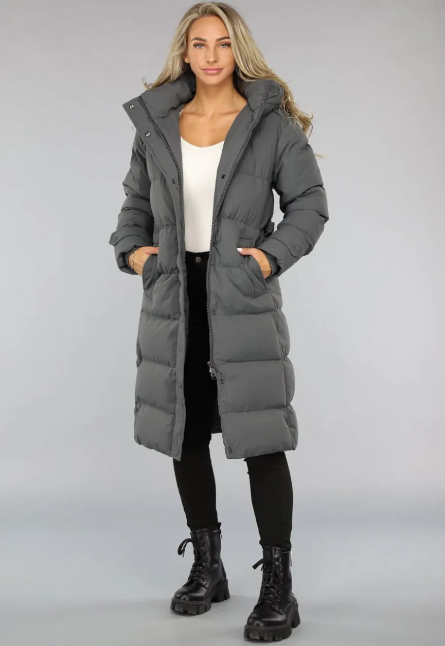 Waterdicht Antraciet Winterjack met Tailleband