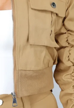 Wide Leg Cargo Set in Camel