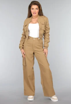 Wide Leg Cargo Set in Camel