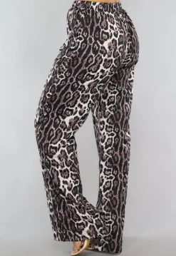 Wide Leg High Waist Tall Panterprint Broek