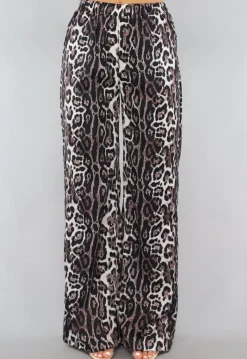 Wide Leg High Waist Tall Panterprint Broek
