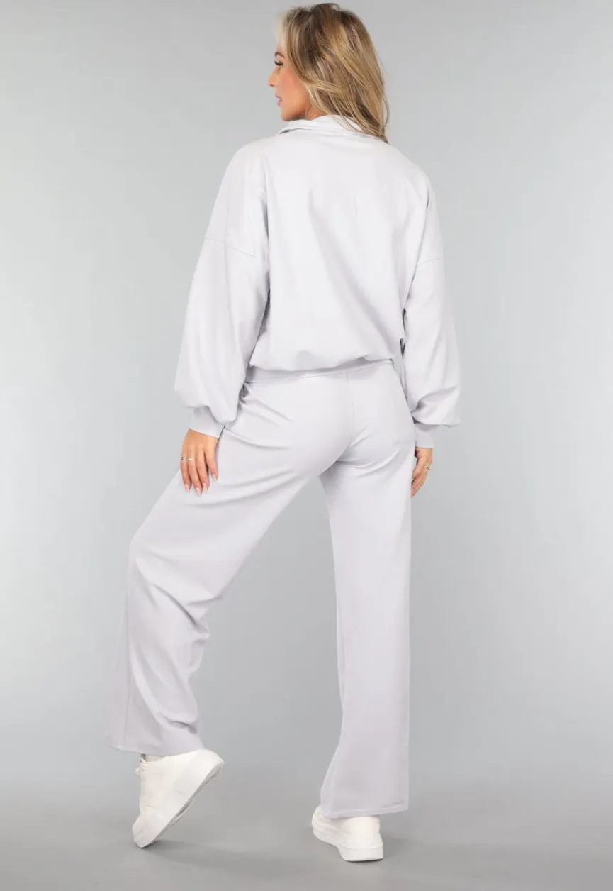 Wide Leg Joggingbroek in Lichtblauw
