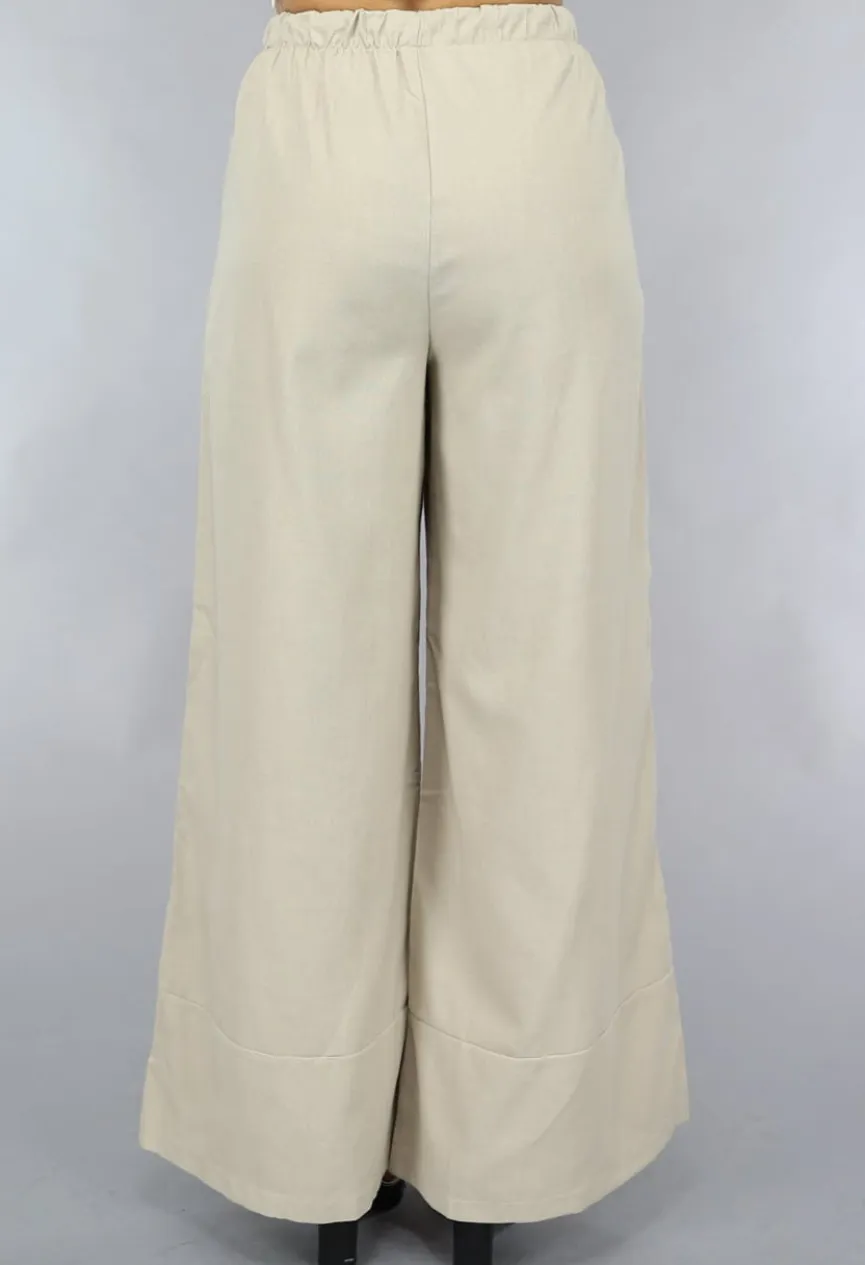 Wide Leg Linnenlook Broek