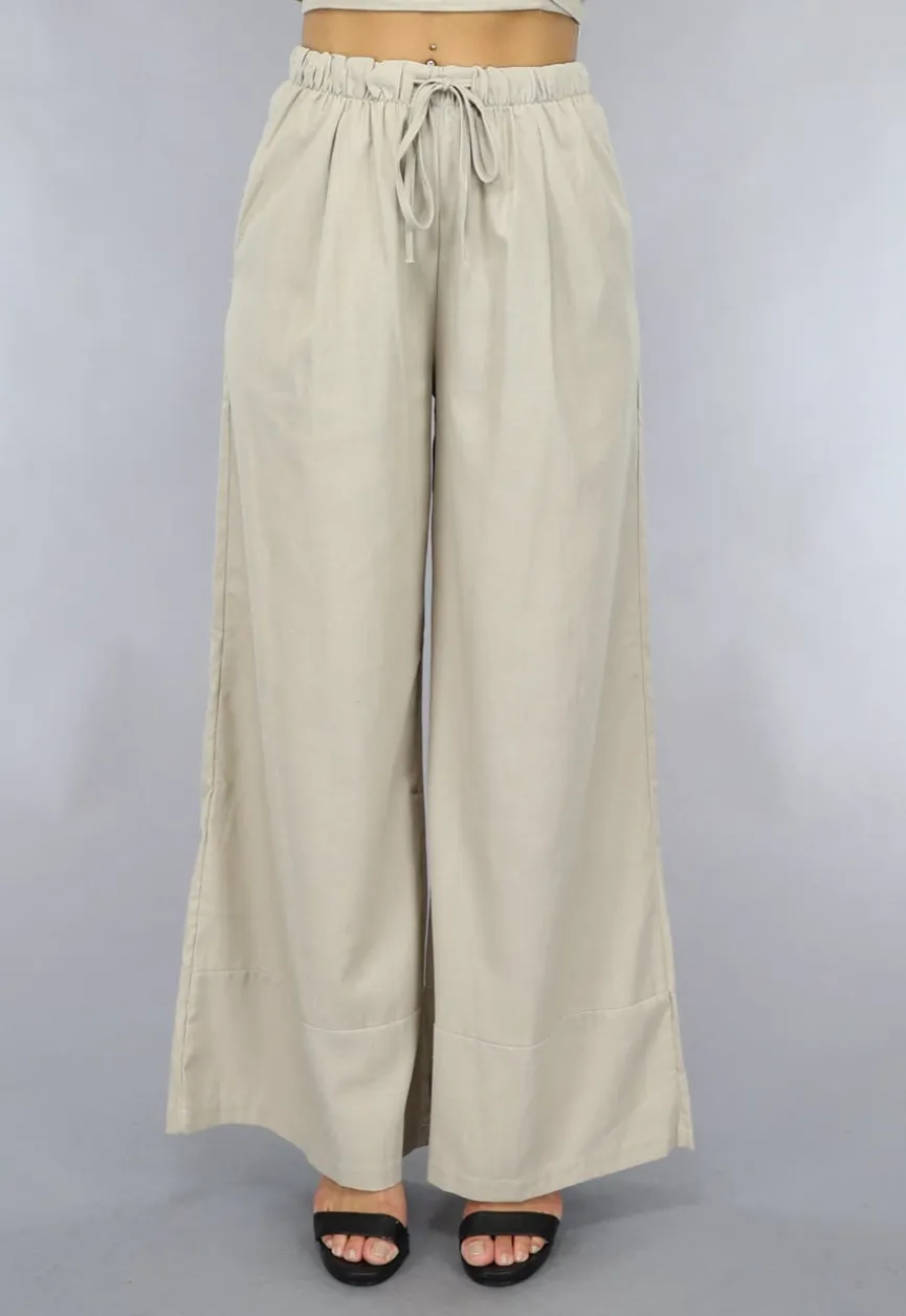 Wide Leg Linnenlook Broek