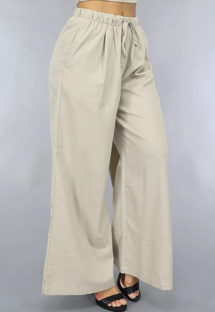 Wide Leg Linnenlook Broek