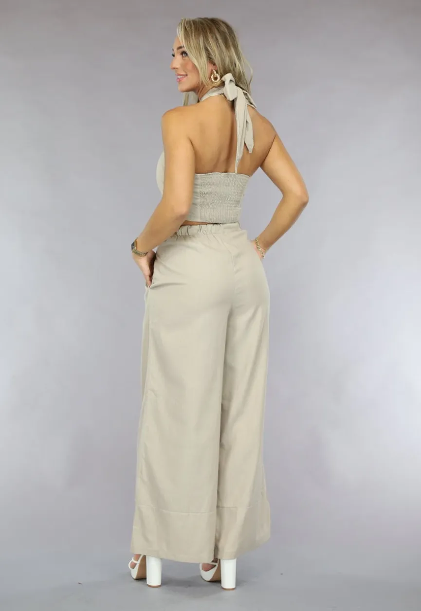 Wide Leg Linnenlook Broek