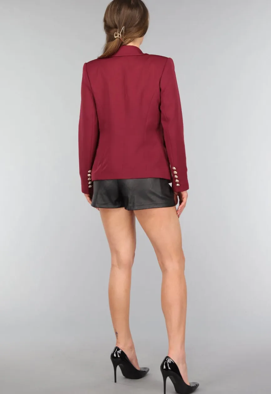 Wijnrode Button Blazer