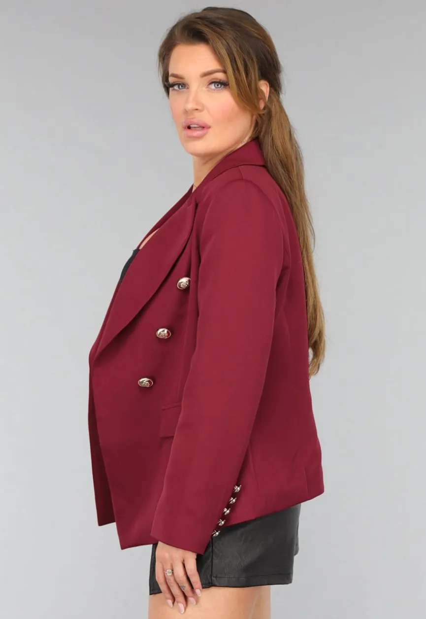 Wijnrode Button Blazer