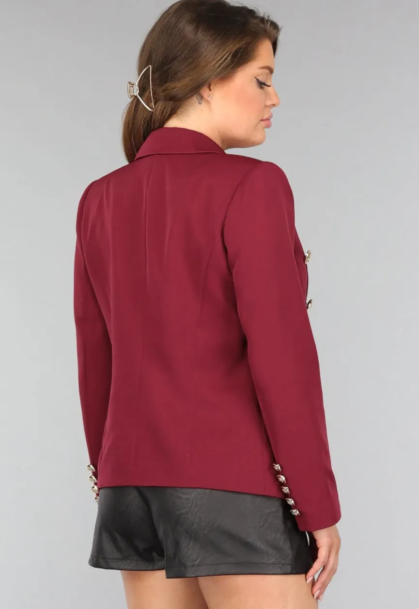 Wijnrode Button Blazer