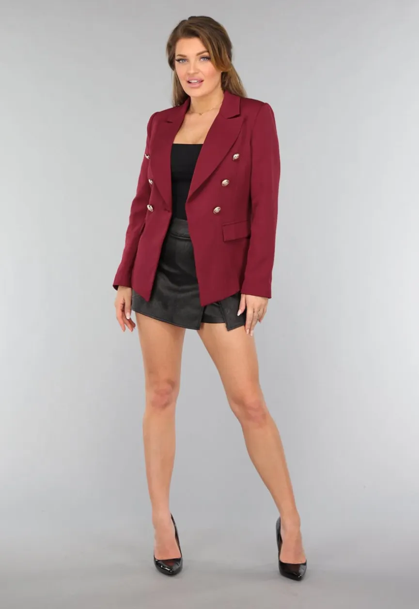 Wijnrode Button Blazer