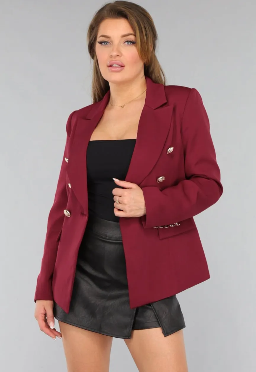 Wijnrode Button Blazer