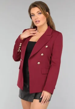 Wijnrode Button Blazer