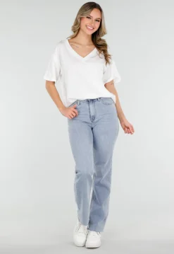 Wit Basic T-Shirt met V-Hals