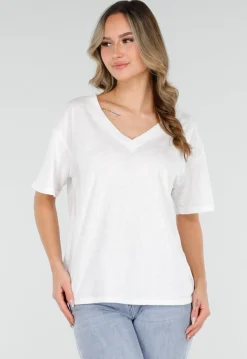 Wit Basic T-Shirt met V-Hals