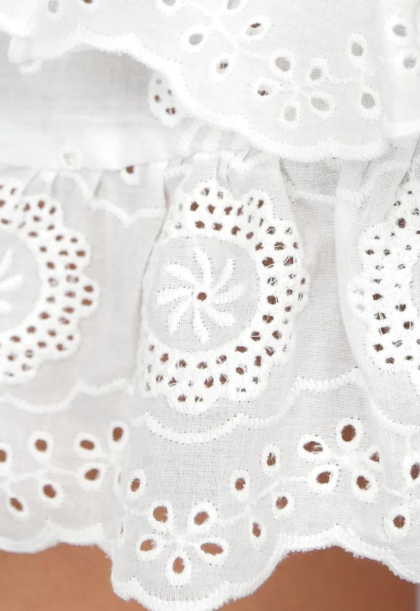 Wit Broderie Rokje met Ruches