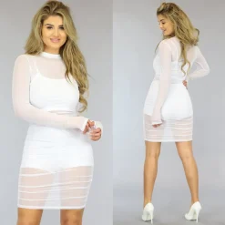 Wit Geplooid See-Through Jurkje met Setje