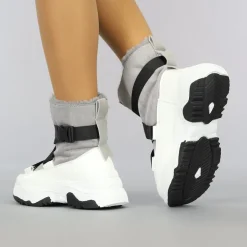 Wit/Grijze Instap Snowboots met Grove Zool