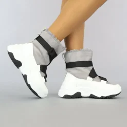 Wit/Grijze Instap Snowboots met Grove Zool