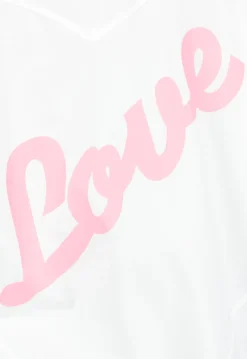 Wit Katoenen Oversized T-shirt met Roze Tekstprint op de Rug