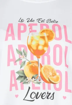 Wit Katoenen T-shirt met Aperol Print en Korte Mouwen