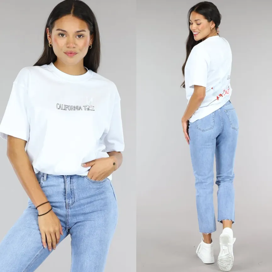 Wit Oversized T-Shirt met Duif Print