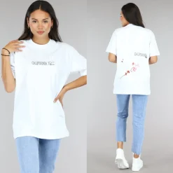 Wit Oversized T-Shirt met Duif Print