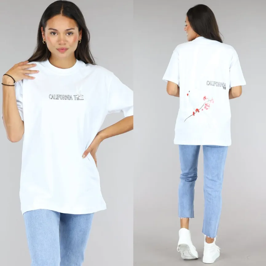 Wit Oversized T-Shirt met Duif Print